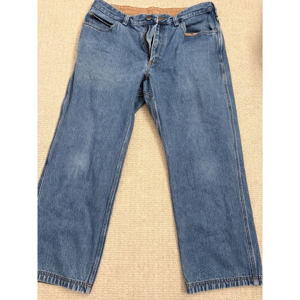 Rare Duluth Blue Jeans Mens Listed 37x26 Hemmed Relaxed Straight Work